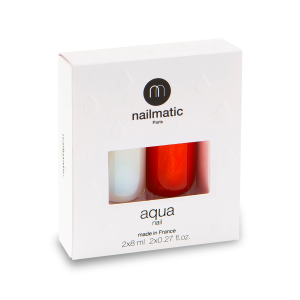 Zestaw AQUA nail – Baza i lakier nawierzchniowy + CAPUCINE - czerowonopomarańczowy z połyskiem