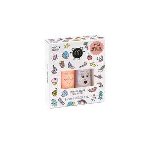 Nailmatic Crac Set - Zestaw dwóch lakierów i 24 naklejek na paznokcie