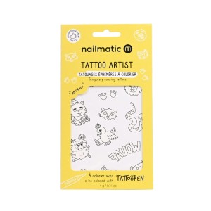 Nailmatic Tattoo Artist - 12 Temporary Coloring Tattoos – Animals - 12 Szablonów Tatuaży Do Kolorowania – Animals