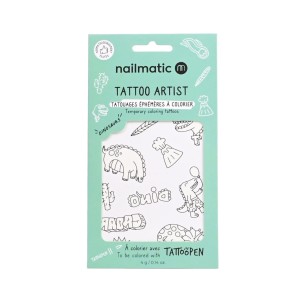 Nailmatic Tattoo Artist - 12 Temporary Coloring Tattoos – Dinosaurs - 12 Szablonów Tatuaży Do Kolorowania – Dinosaurs