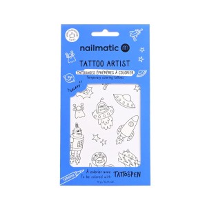 Nailmatic Tattoo Artist - 12 Temporary Coloring Tattoos – Galaxy - 12 Szablonów Tatuaży Do Kolorowania – Galaxy