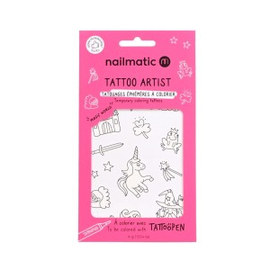 Nailmatic Tattoo Artist - 12 Temporary Coloring Tattoos – Magic World - 12 Szablonów Tatuaży Do Kolorowania – Magic World
