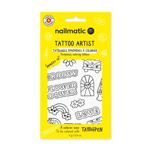 Nailmatic Tattoo Artist- 13 Temporary Coloring Tattoos – Seventies - 13 Szablonów Tatuaży Do Kolorowania – Seventies